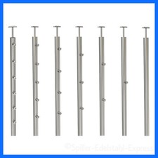 V2A Edelstahl Pfosten Offen Ø 42,4 mm Stabhalter 12 mm Balkon Geländer Handlauf