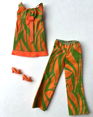 NICE Vintage 1971 MOD Barbie #3402 TWO WAY TIGER Outfit Orange Pilgrims Complete
