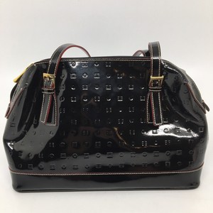 arcadia black patent leather purse