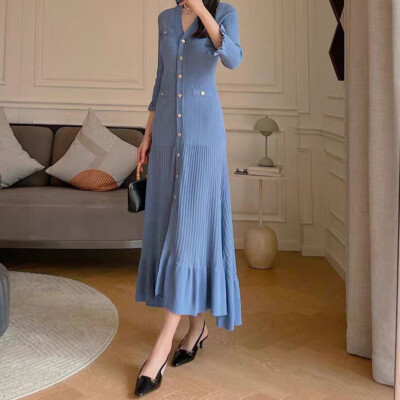 Sandro Women's Single Breasted Blue V-neck Fishtail Knit Dress | eBay Sandro Women's Single Breasted Blue V-neck Fishtail Knit Dress | eBay