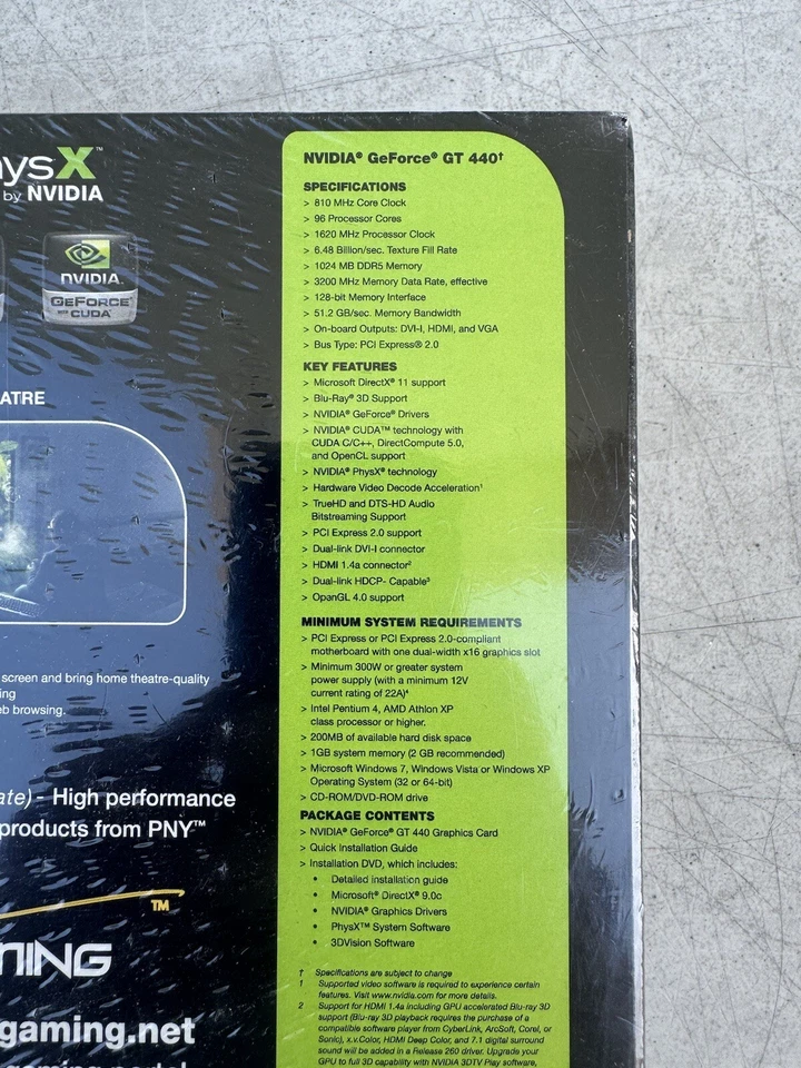 PNY Verto GeForce GT 440 1024MB GDDR5 PCI-Express 2.0 DVI+VGA+HDMI Graphics Card - Image 4 of 4