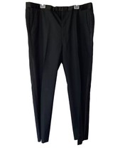 Mens 44x31 Satin Striped Wool Tuxedo Pants Trousers Black Unbranded