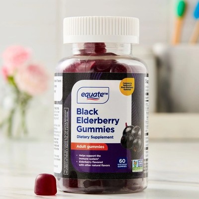 Equate Black Elderberry Immune Support Gummies, Vitamin C & Zinc, 50Mg, 60 CT