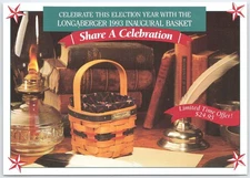 1993 Longaberger Inaugural Basket Advertising Postcard USA Made