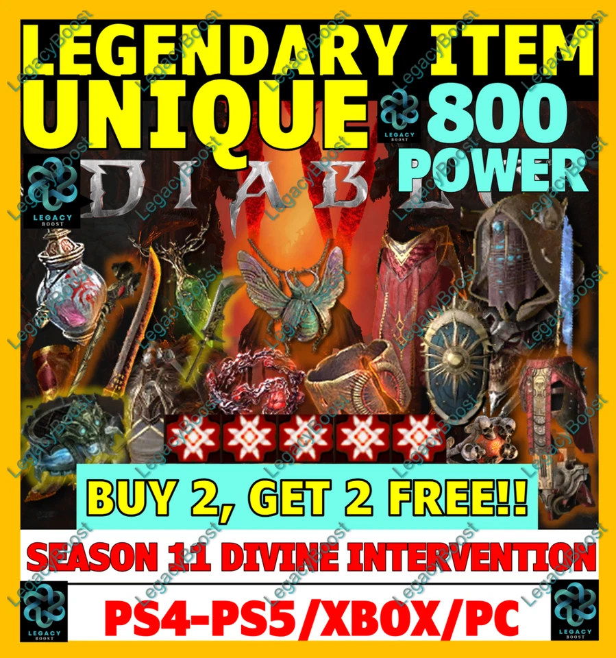 🔥 DIABLO 4 IV✨ALL UNIQUES ITEMS✨GA 800✨SEASON 11 DIVINE INTERVENTION✨PC PS XBOX