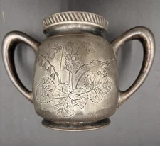 Meridean company Quadruple plate Antique two handled silver cup, etched