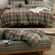 Queen Size Plaid Comforter Set with Matching Fitted Sheet -