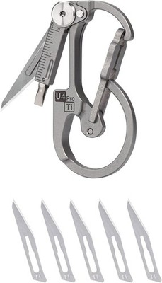 RovyVon U4 Pro+ Plus Titanium Carabiner Keychain Knife