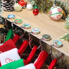 Set of 6 Non-Slip Christmas Stocking Holders for Mantel - Silver Decor