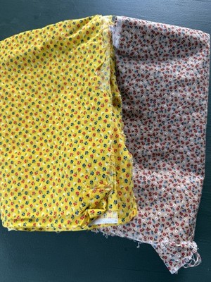 2 Pieces of Vintage Floral Fabric Brown Yellow Cotton VIP Cranston Cottagecore
