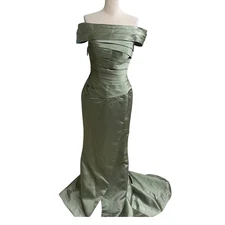 Missacc nwt sz 2-4??Off Shoulder Evening Gown  Dress Green Sleeveless Maxi