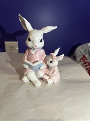 Momma Rabbit Reading Girl Rabbit A Story In Pajamas Easter Decoration
