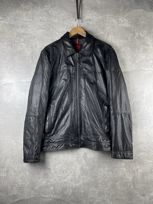 Strellson Black Genuine Motorcycle Leather Zip Jacket Size L