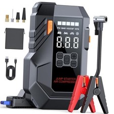 10-in-1 Portable Car Battery Jump Starter with Air Compressor, Jump Grey-black