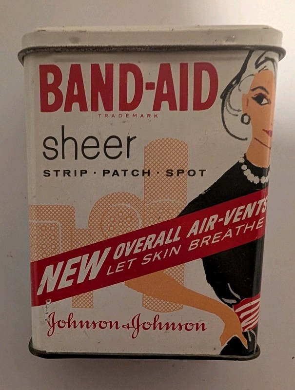 Vintage Metal Band-Aid Container Sheer Strip Patch Spot Johnson & Johnson