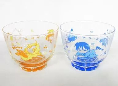 MOVIC Fullmetal Alchemist Mini Glass Set 2pcs 3.3in Orange Blue Used