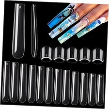 600PCS Square Nail Tips Full Cover, 3XL Clear 600 Square Nail Tips Full Cover