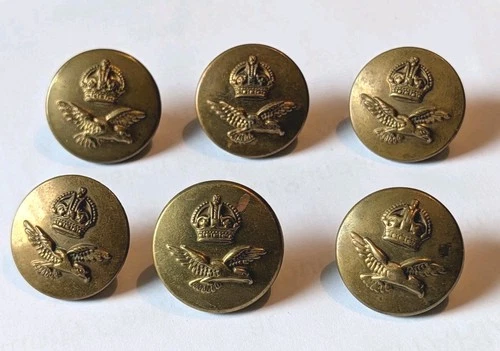 6 x WW2 KC Brass Buttons ROYAL AIR FORCE RAF 23mm