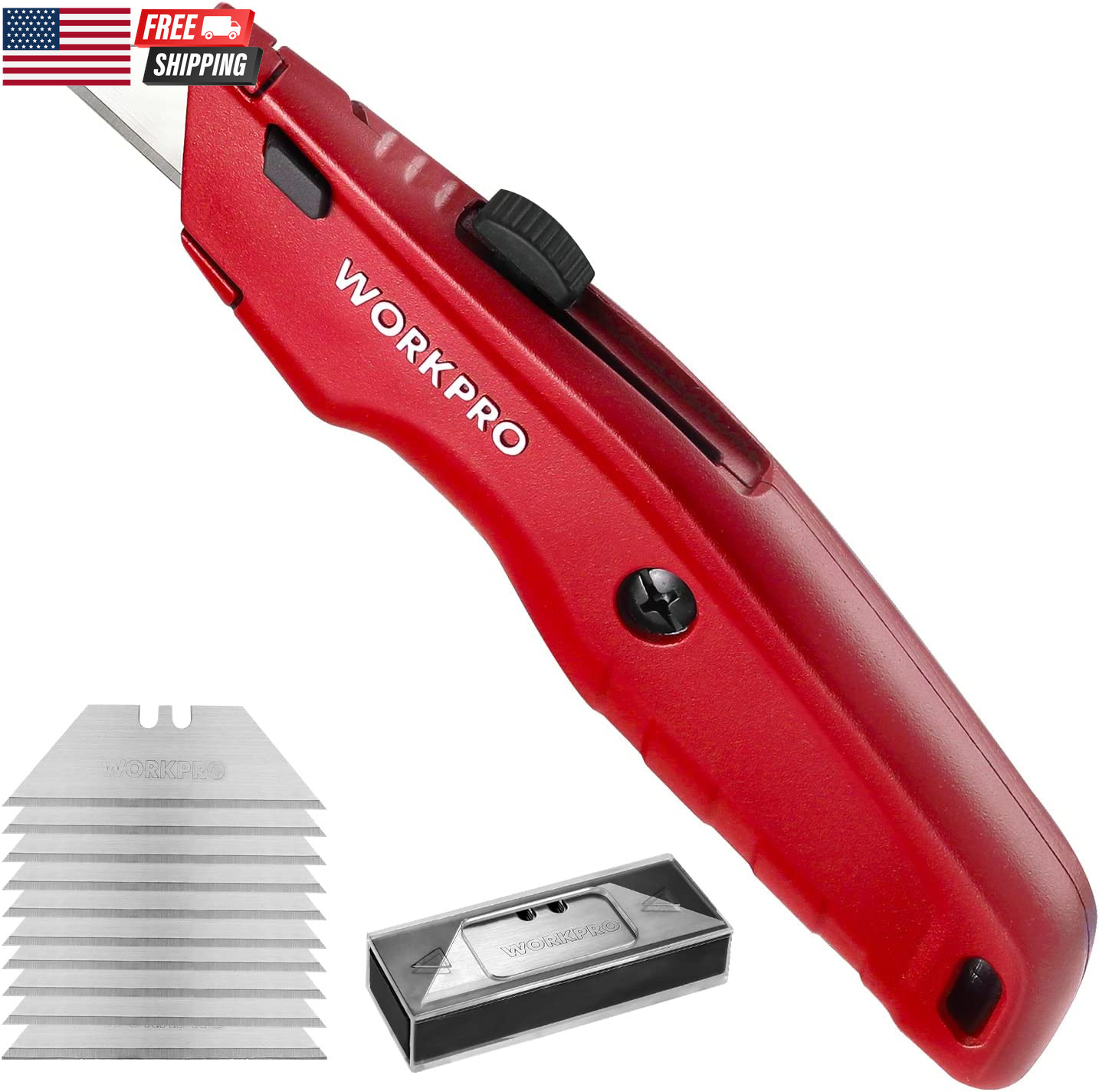 Premium Utility Knife, Retractable All Metal Heavy Duty Box Cutter, Quick Change
