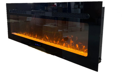 ETHOS 30'' ELECTRIC FIREPLACE BLACK FLUSH MOUNT CRYSTAL DISPLAY W/ REMOTE CONTROL