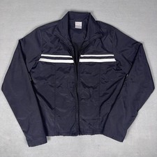 Vintage Y2K Nike Nylon Track Jacket Navy White Stripe Full Zip Womens M