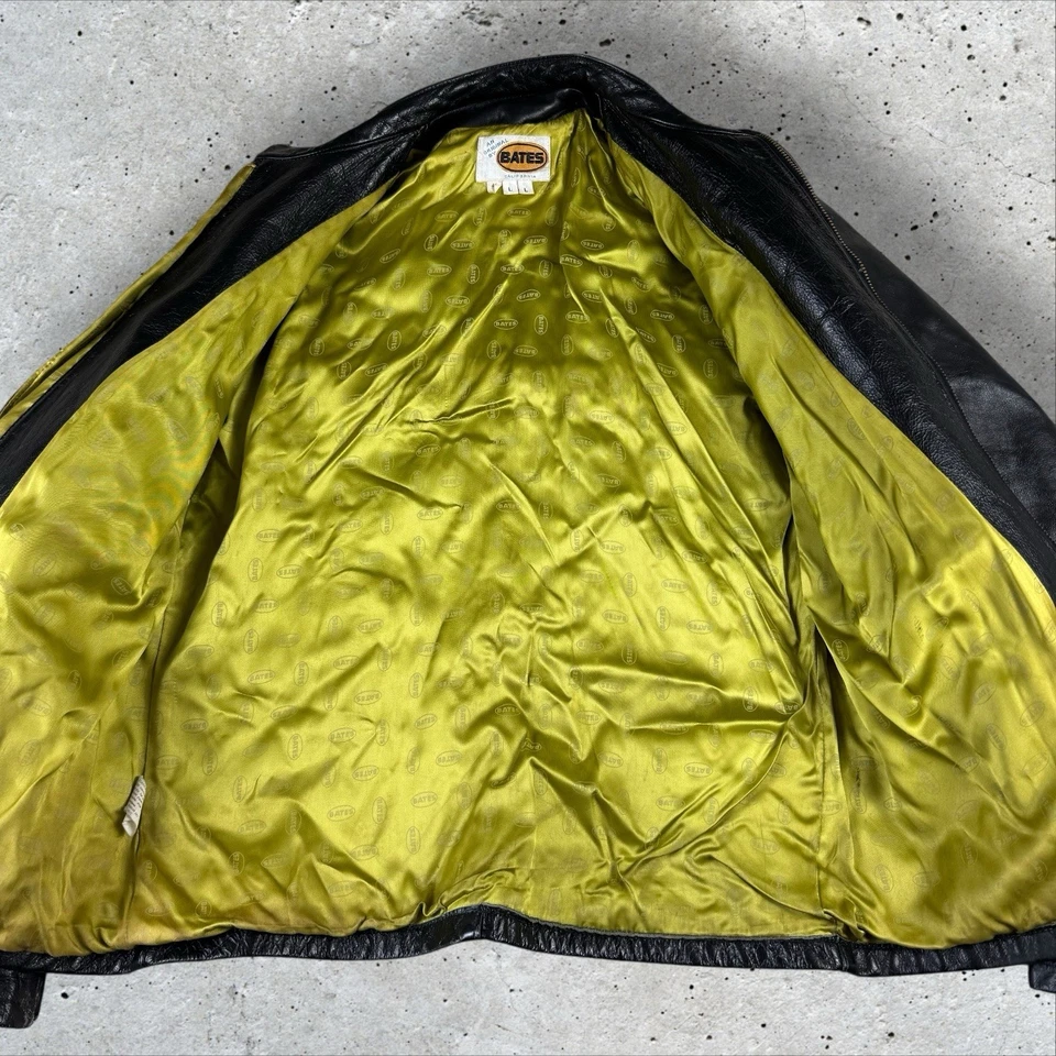 CHAQUETA DE MOTO DE CUERO VINTAGE BATES CALIFORNIA Talla 46 Larga Años 60 70 Foto 4 de 4