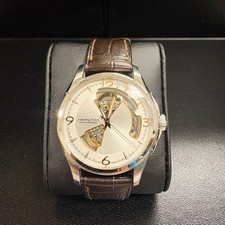 Hamilton Jazzmaster Open Heart Wristwatch Silver Leather Authentic Timepiece