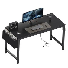  Gaming Desk with Power Outlet, 47 inch Teen Study Table Home 47.2" Black