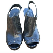 BCBGeneration Black Leather Upper High Heel Wedge Size: 8.5