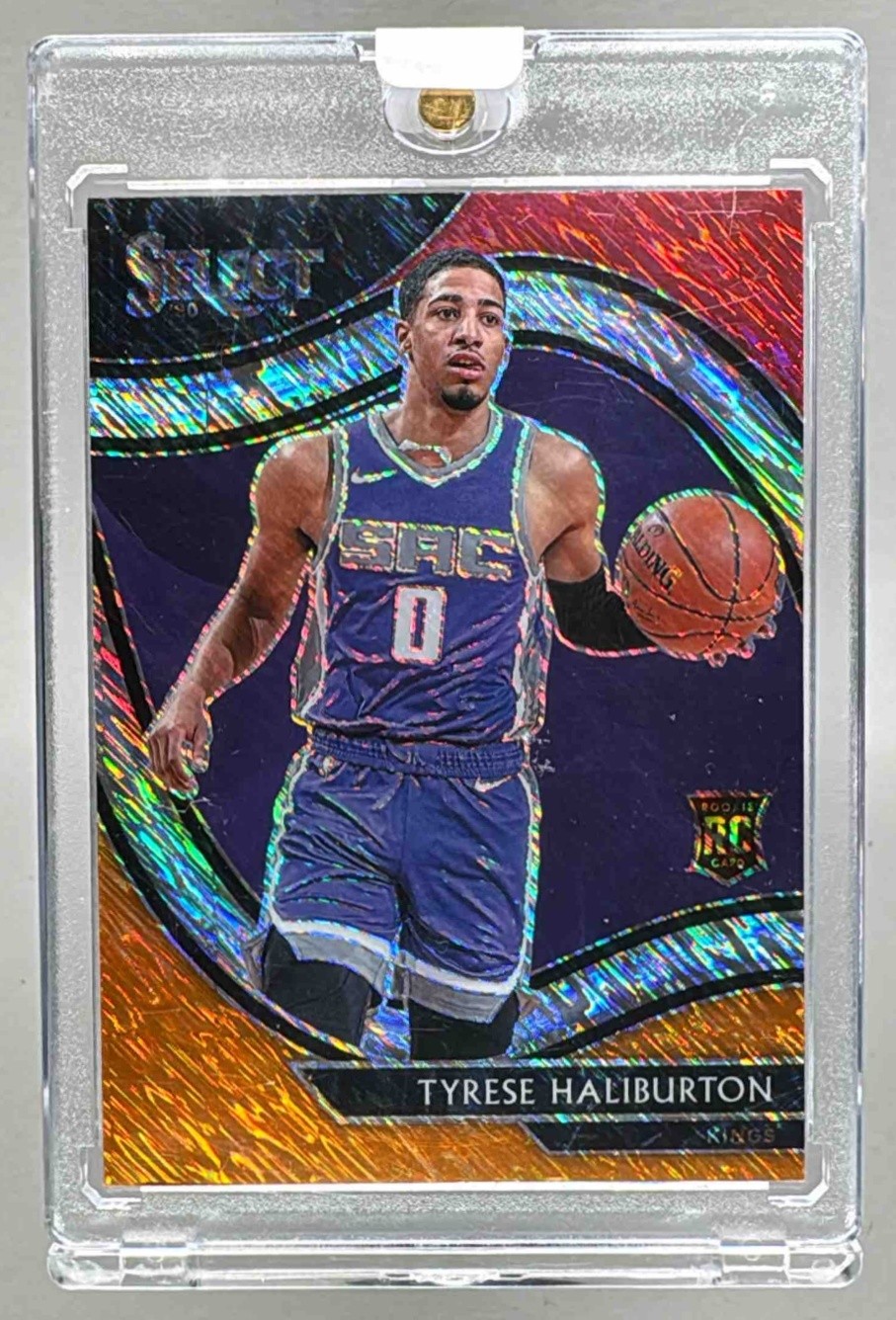 Tyrese Haliburton 2020 Panini Select #289 Red White Orange Shimmer Prizm RC