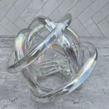 Iridescent Glass Knot Sculpture Clear Rainbow...