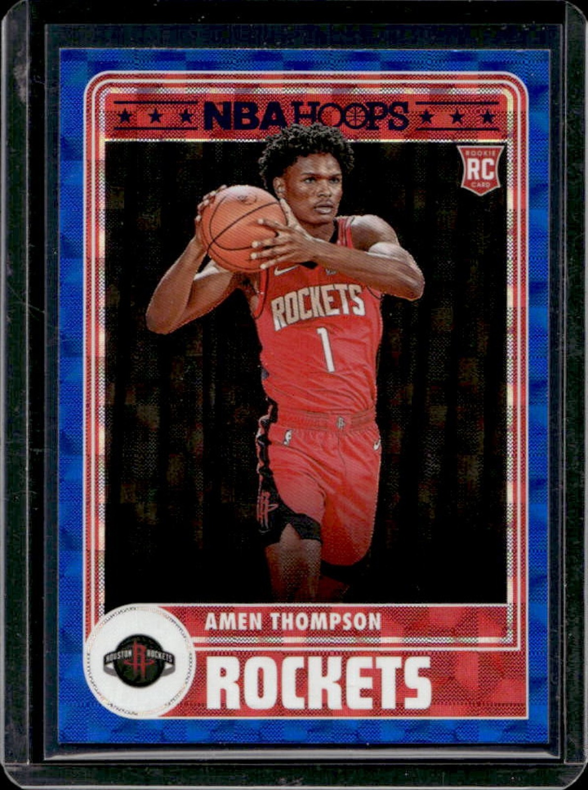 2023-24 Panini Hoops Amen Thompson RC Hyper Blue Rookie #300 Rockets
