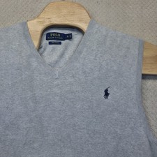 Polo Ralph Lauren Pima Cotton Sweater Vest Mens XL V-Neck Gray Pony Logo Knit