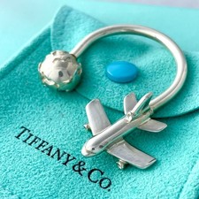 Authentic Tiffany  Co. Airplane Globe Key Ring Keychain 925 RW1fe