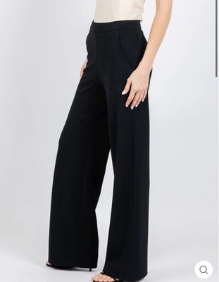 Raffaello Rossi Palina Long Wide Leg Pants Navy Size 6 Luxury Stretch Trouser