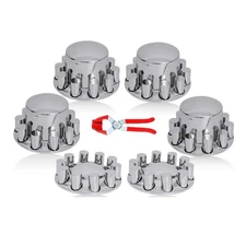 Chrome ABS Complete Axle Cover Set with Hub Caps and 33mm 2 Front and 4 Rear
