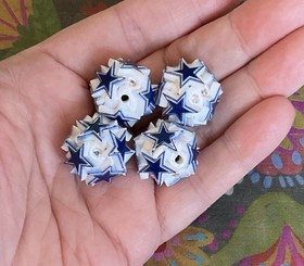 5 Pce DALLAS Football Team Geometric Chunky Acrylic Bubblegum Beads Rhinestone