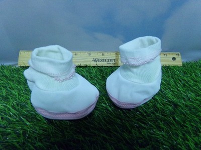 passend für KINDER PUPPENSCHUHE angenähte Socken rosa/WEISS WEICHER STOFFPUPPE BABY