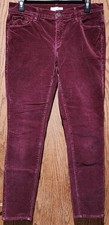 WOMENS ANN TAYLOR LOFT MODERN SKINNY CORDUROY PANTS, BURGUNDY, SOFT, SZ 29 8