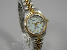 Armitron Now Watch Women 24mm Two Tone Day Date New Battery Clasp Band 6.5"-7"