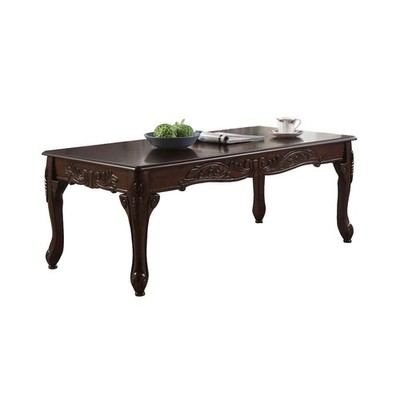 Blush Traditional Ornate Detailing Dark Cherry Finish Wood Coffee Table