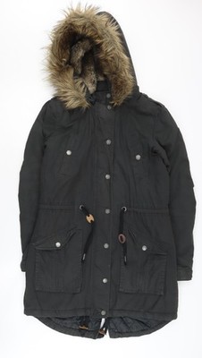 Schwarzer Baumwollmantel Damen UK-Größe 10 Regular FatFace