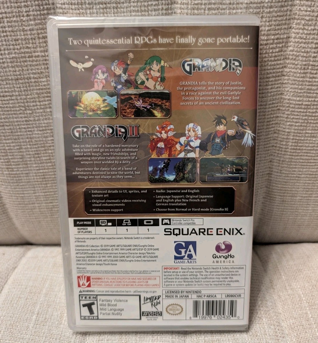 Grandia HD Collection Nintendo Switch Limited Run Games - NEW
