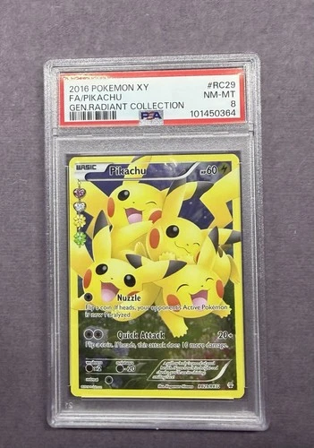 2016 POKEMON XY GENERATIONS RADIANT COLLECTION #RC29 FULL ART/PIKACHU PSA 8