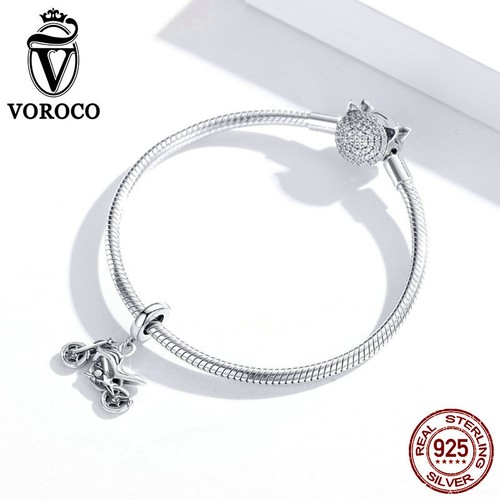 Ciondolo Ciondolo Moda Argento Sterling 925 Zirconia Perline Fai da Te Bracciale Ciondolo Voroco - Foto 56 di 205