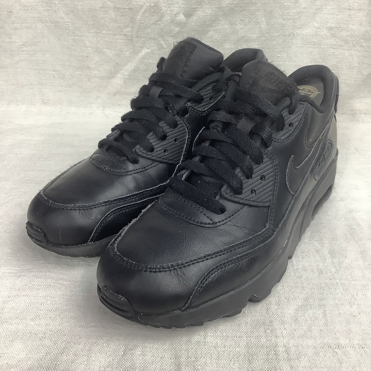 NIKE AIR MAX 90 LTR GS Black Leather Running Shoe 833412-001