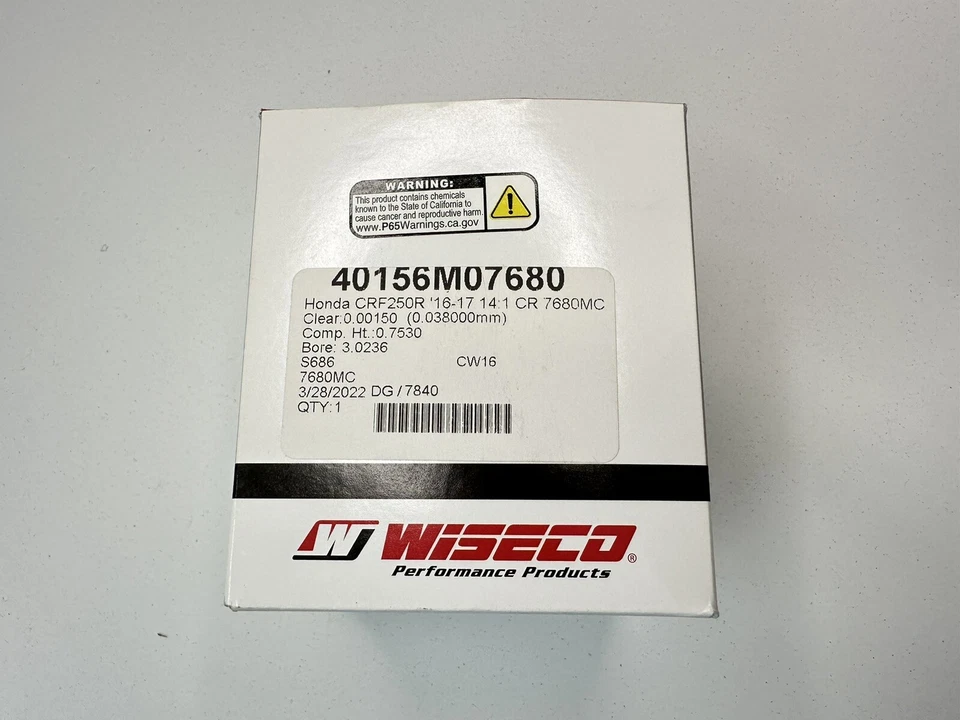 KIT DE PISTÓN Y ANILLOS 16 17 HONDA CRF250R WISECO STD STOCK 76,80 MM DIÁMETRO 40156M07680 Foto 4 de 4