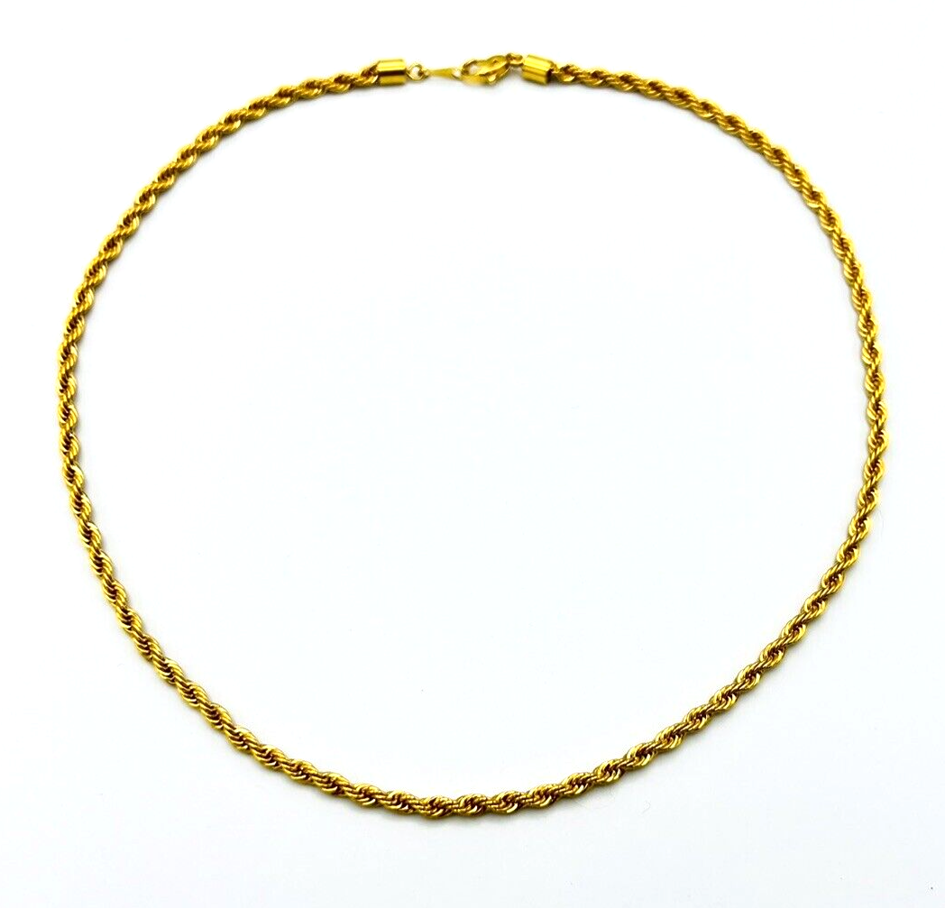 ヴィンテージ ロープ ゴールド チェーン ネックレス ショート スパイラル Vintage 80's Korea Gold Tone Twisted Rope Chain Necklace 18