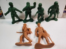 Lot of 6 Greenbrier International Large 4" Plastic Army Men Toy Soldiers