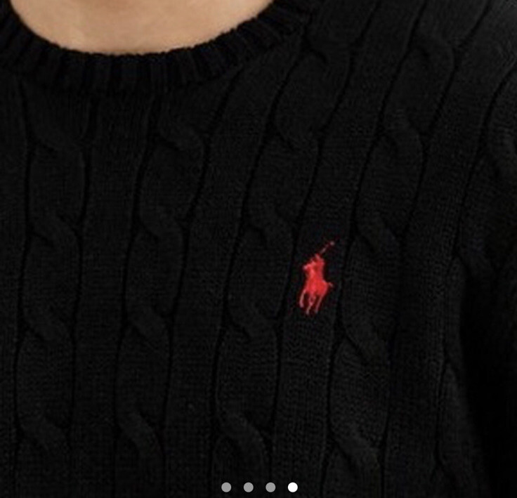 Autentico maglione nero Ralph Lauren polo maglia cavo unisex rosso pony